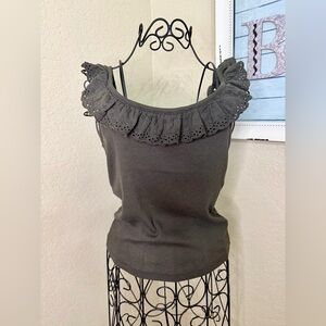 American Eagle Outfitters Charcoal Ruffle Tank